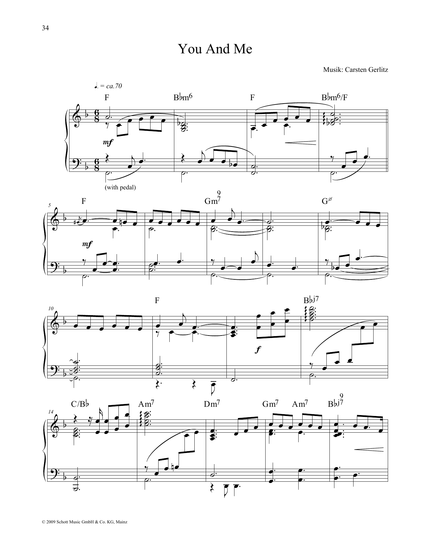 Download Carsten Gerlitz You and Me Sheet Music and learn how to play Piano Solo PDF digital score in minutes