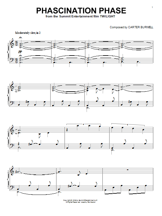 Download Carter Burwell Phascination Phase Sheet Music and learn how to play Piano (Big Notes) PDF digital score in minutes