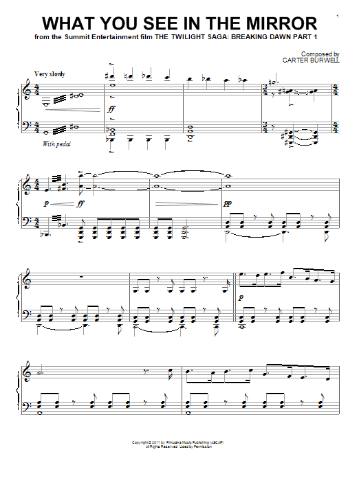 Download Carter Burwell What You See In The Mirror Sheet Music and learn how to play Piano PDF digital score in minutes