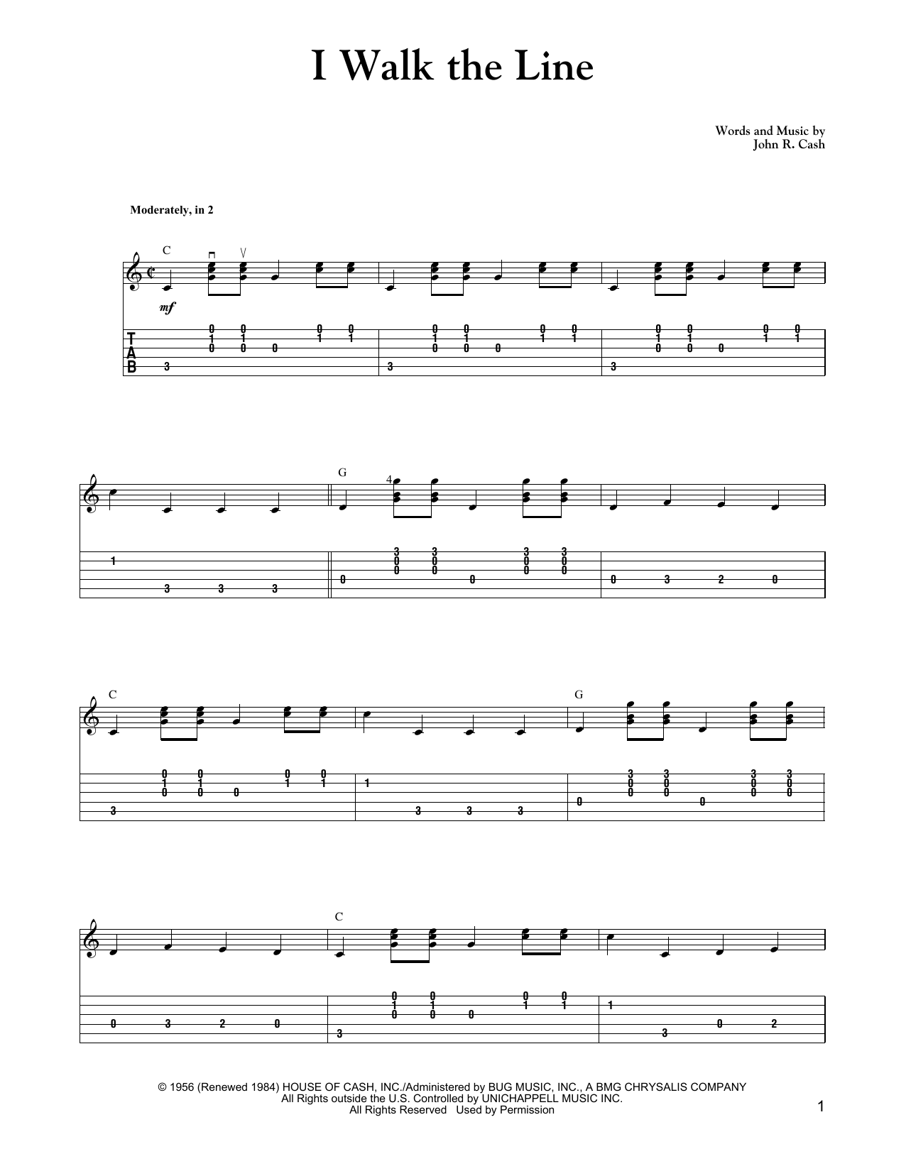 Download Johnny Cash I Walk The Line (Carter Style Guitar) Sheet Music and learn how to play Guitar Tab PDF digital score in minutes