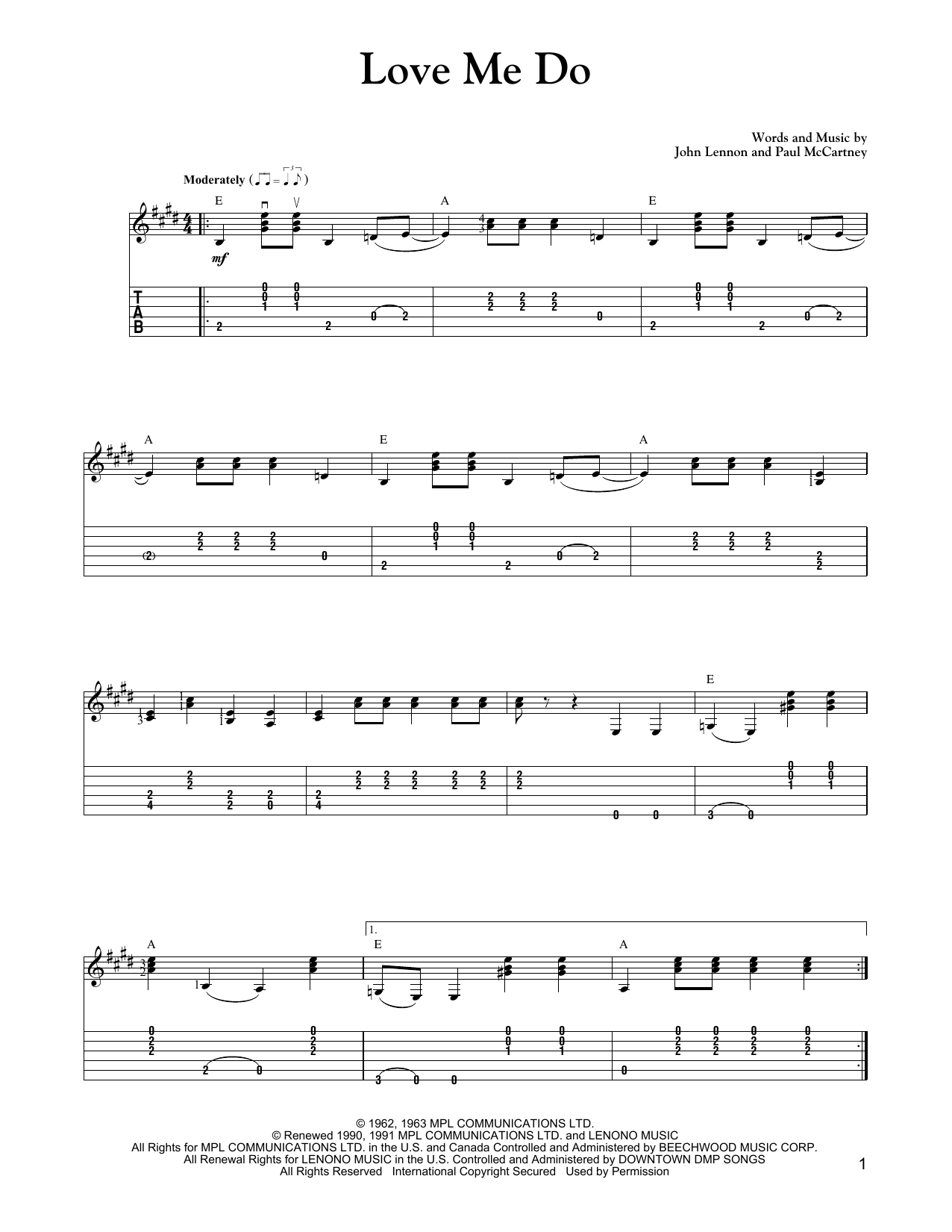 Download The Beatles Love Me Do (Carter Style Guitar) Sheet Music and learn how to play Guitar Tab PDF digital score in minutes