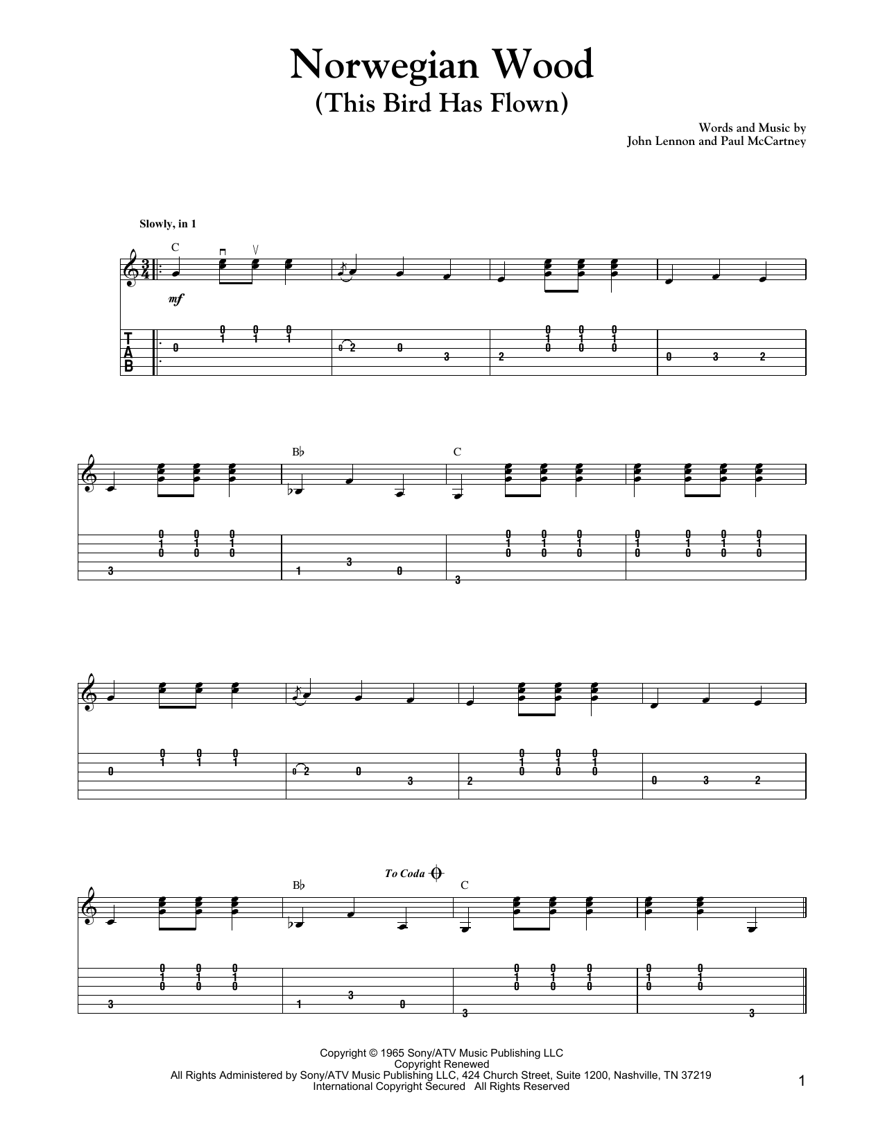 Download The Beatles Norwegian Wood (This Bird Has Flown) (Carter Style Guitar) Sheet Music and learn how to play Guitar Tab PDF digital score in minutes