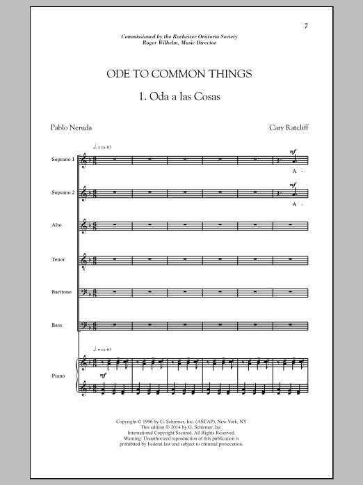 Download Cary Ratcliff Ode To Common Things Sheet Music and learn how to play SATB PDF digital score in minutes