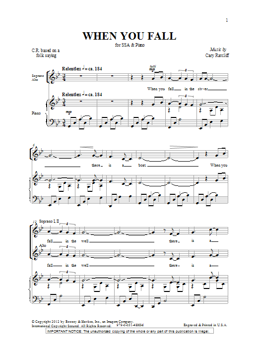 Download Cary Ratcliff When You Fall Sheet Music and learn how to play SSA PDF digital score in minutes