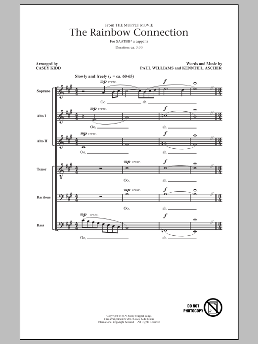 Download Casey Kidd The Rainbow Connection Sheet Music and learn how to play SATB PDF digital score in minutes