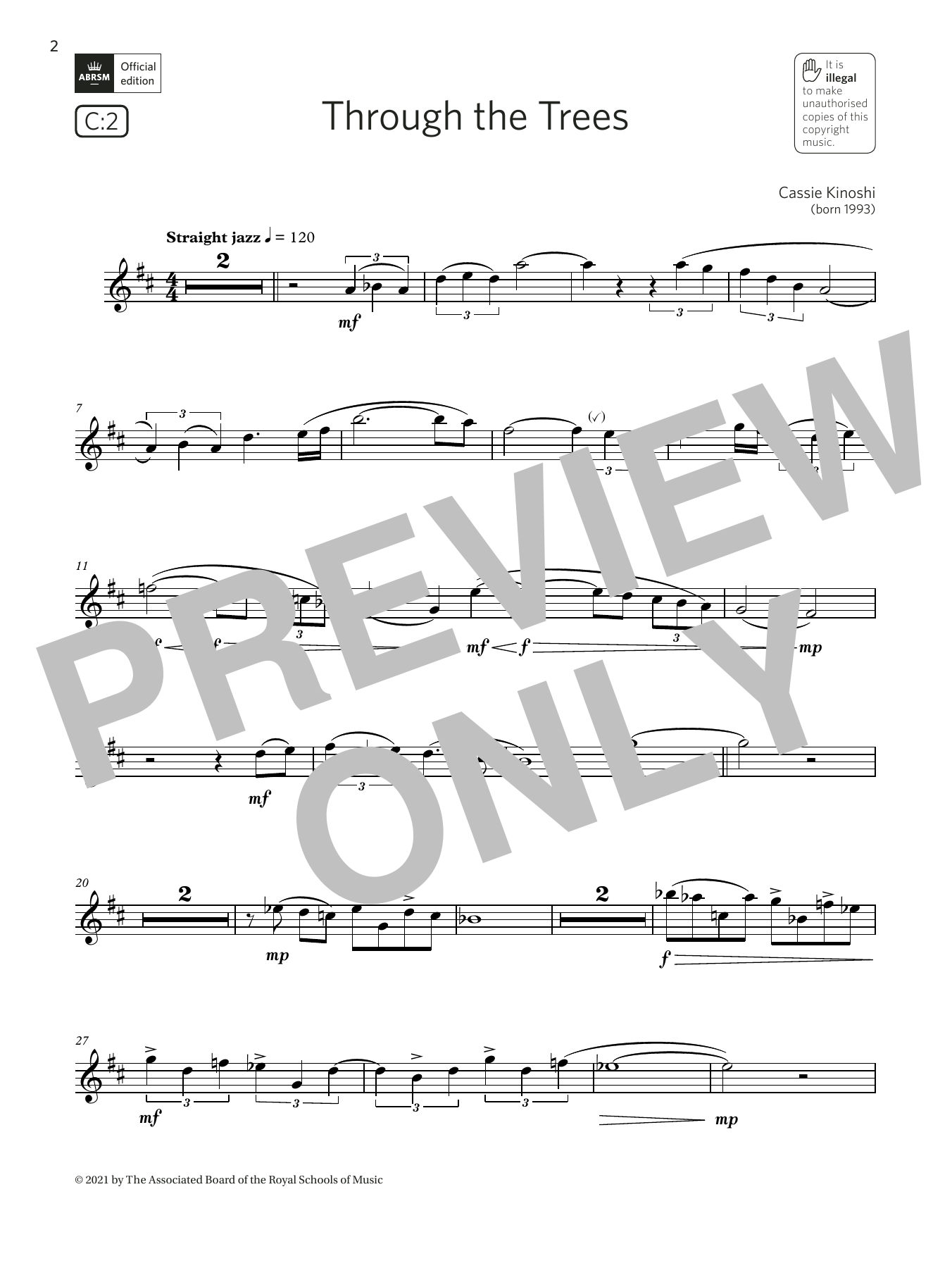 Download Cassie Kinoshi Through the Trees (Grade 5 List C2 from the ABRSM Saxophone syllabus from 2022) Sheet Music and learn how to play Alto Sax Solo PDF digital score in minutes