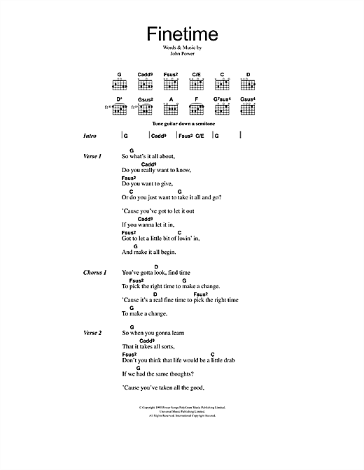 Download Cast Finetime Sheet Music and learn how to play Lyrics & Chords PDF digital score in minutes