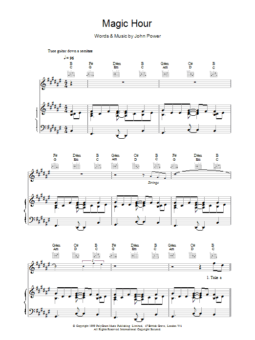 Download Cast Magic Hour Sheet Music and learn how to play Piano, Vocal & Guitar (Right-Hand Melody) PDF digital score in minutes