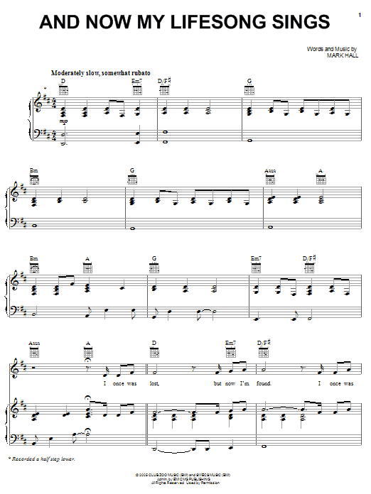 Download Casting Crowns And Now My Lifesong Sings Sheet Music and learn how to play Easy Piano PDF digital score in minutes
