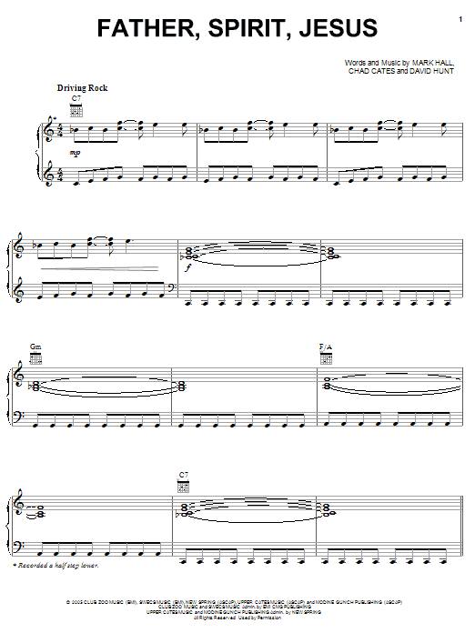 Download Casting Crowns Father Spirit Jesus Sheet Music and learn how to play Piano, Vocal & Guitar (Right-Hand Melody) PDF digital score in minutes
