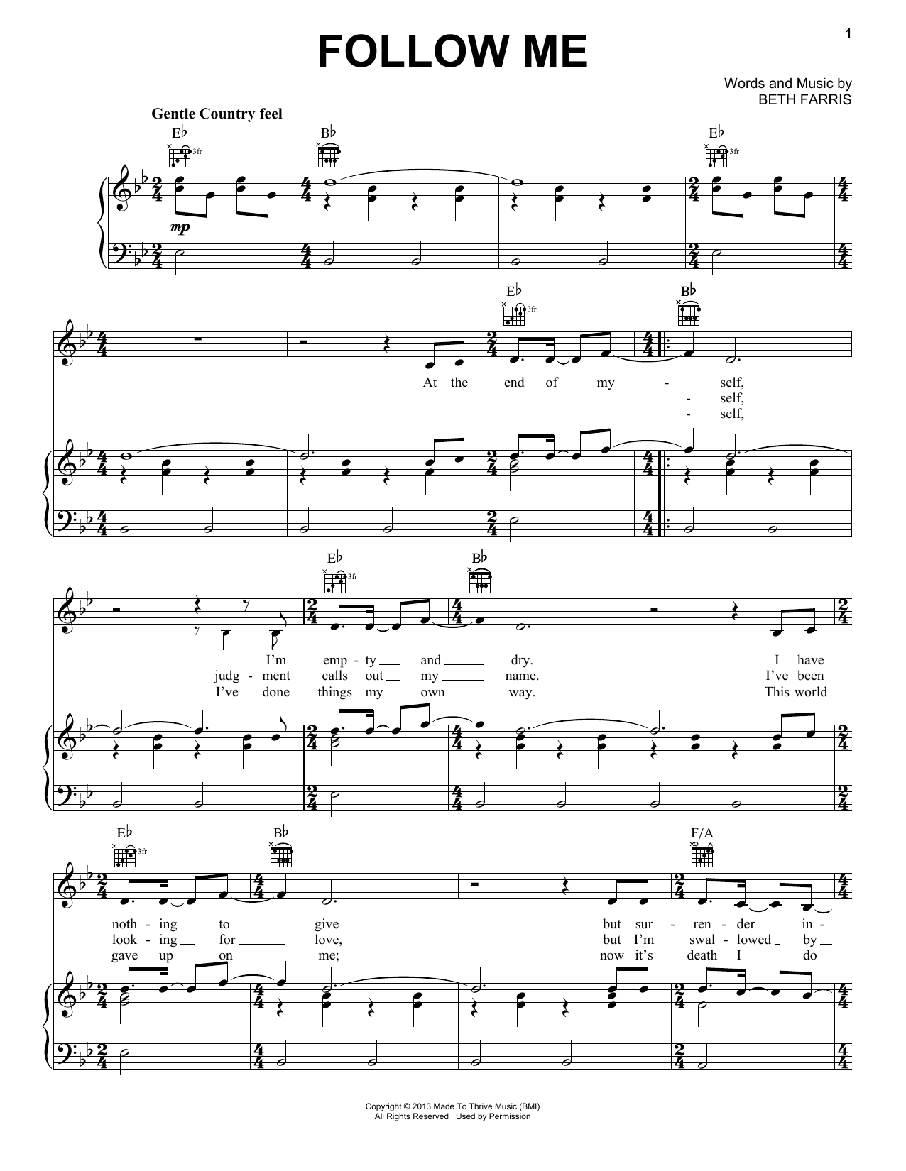 Download Casting Crowns Follow Me Sheet Music and learn how to play Piano, Vocal & Guitar Chords (Right-Hand Melody) PDF digital score in minutes