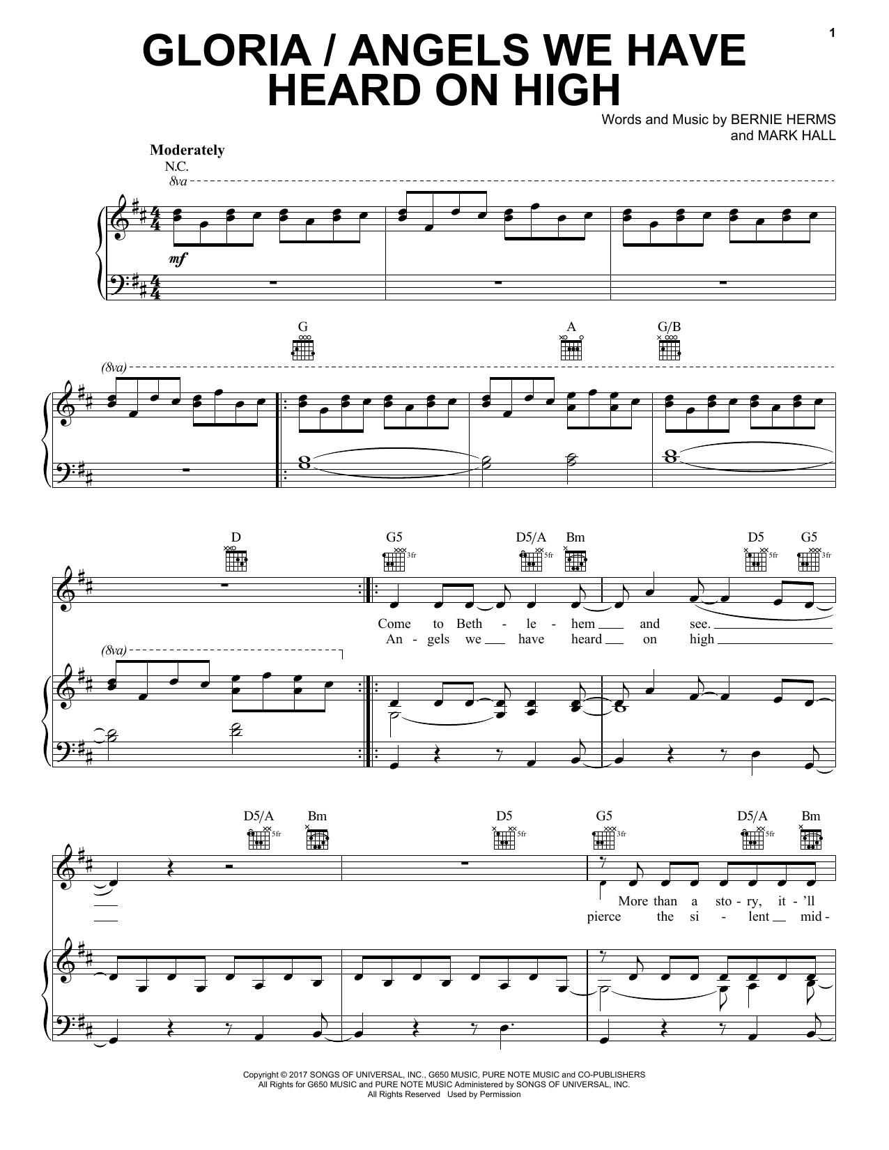 Download Casting Crowns Gloria / Angels We Have Heard On High Sheet Music and learn how to play Piano, Vocal & Guitar (Right-Hand Melody) PDF digital score in minutes