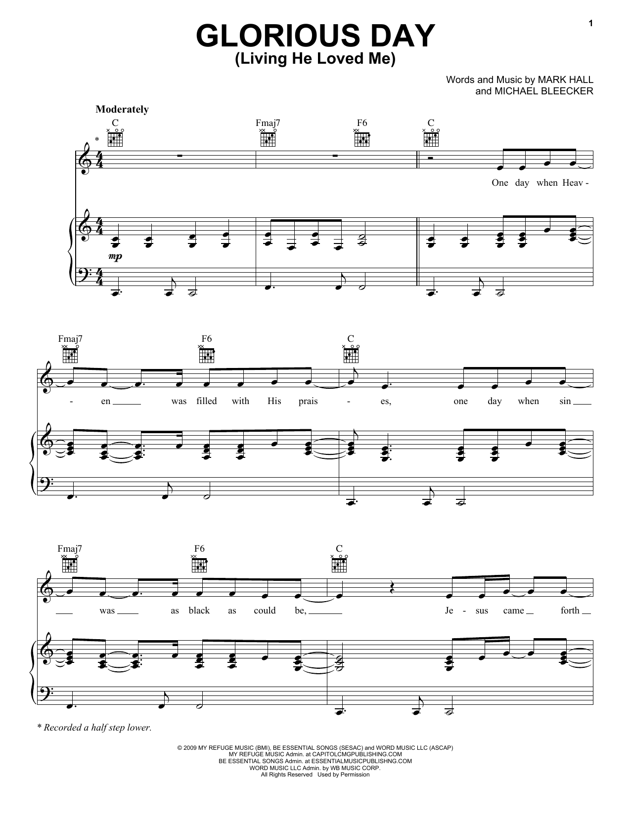 Download Casting Crowns Glorious Day (Living He Loved Me) Sheet Music and learn how to play Easy Guitar PDF digital score in minutes