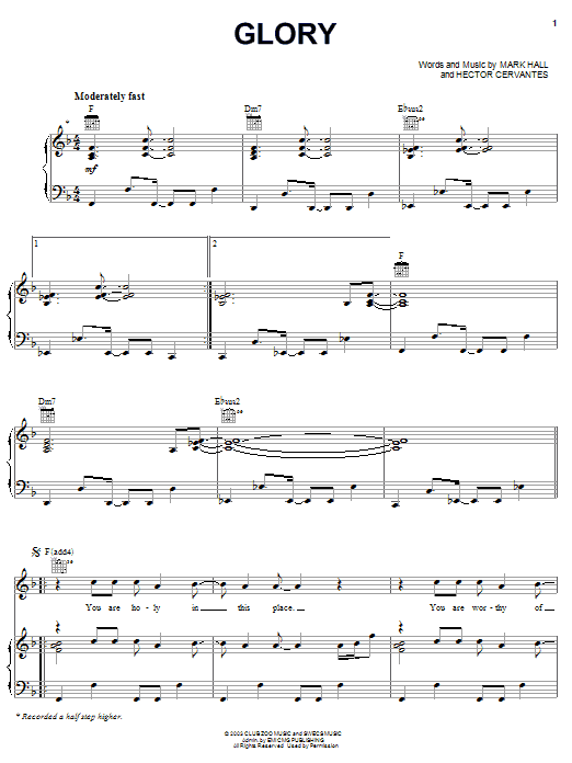 Download Casting Crowns Glory Sheet Music and learn how to play Piano, Vocal & Guitar (Right-Hand Melody) PDF digital score in minutes