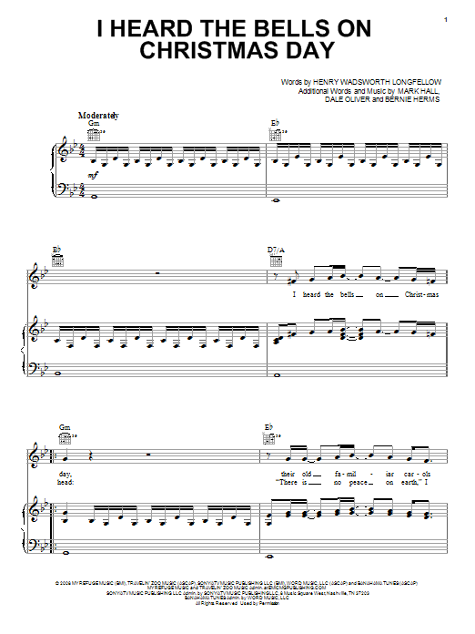 Download Casting Crowns I Heard The Bells On Christmas Day Sheet Music and learn how to play Piano, Vocal & Guitar (Right-Hand Melody) PDF digital score in minutes