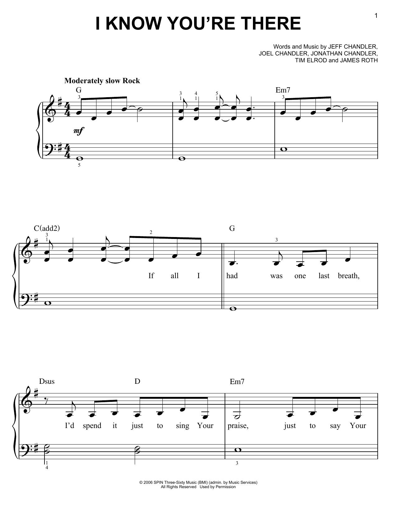 Download Casting Crowns I Know You're There Sheet Music and learn how to play Piano, Vocal & Guitar Chords (Right-Hand Melody) PDF digital score in minutes