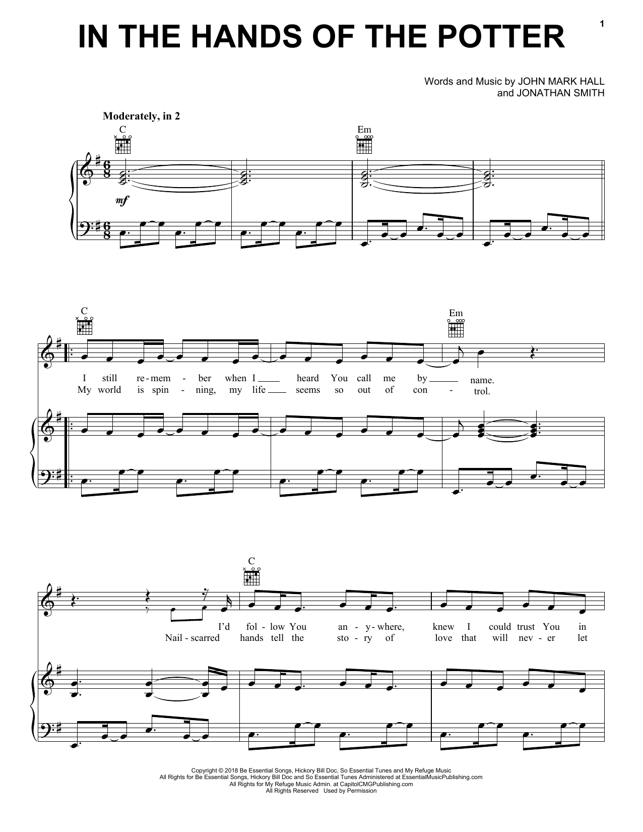 Download Casting Crowns In The Hands Of The Potter Sheet Music and learn how to play Piano, Vocal & Guitar Chords (Right-Hand Melody) PDF digital score in minutes