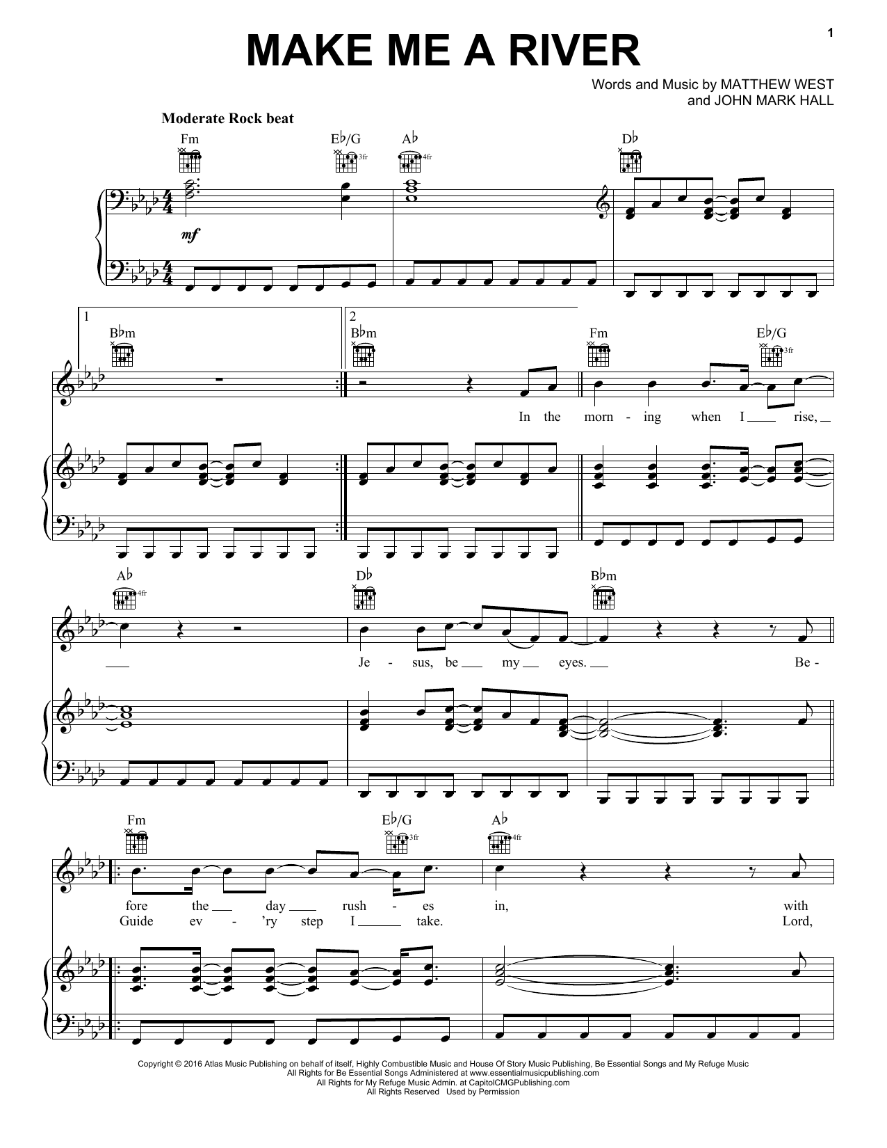 Download Casting Crowns Make Me A River Sheet Music and learn how to play Piano, Vocal & Guitar (Right-Hand Melody) PDF digital score in minutes