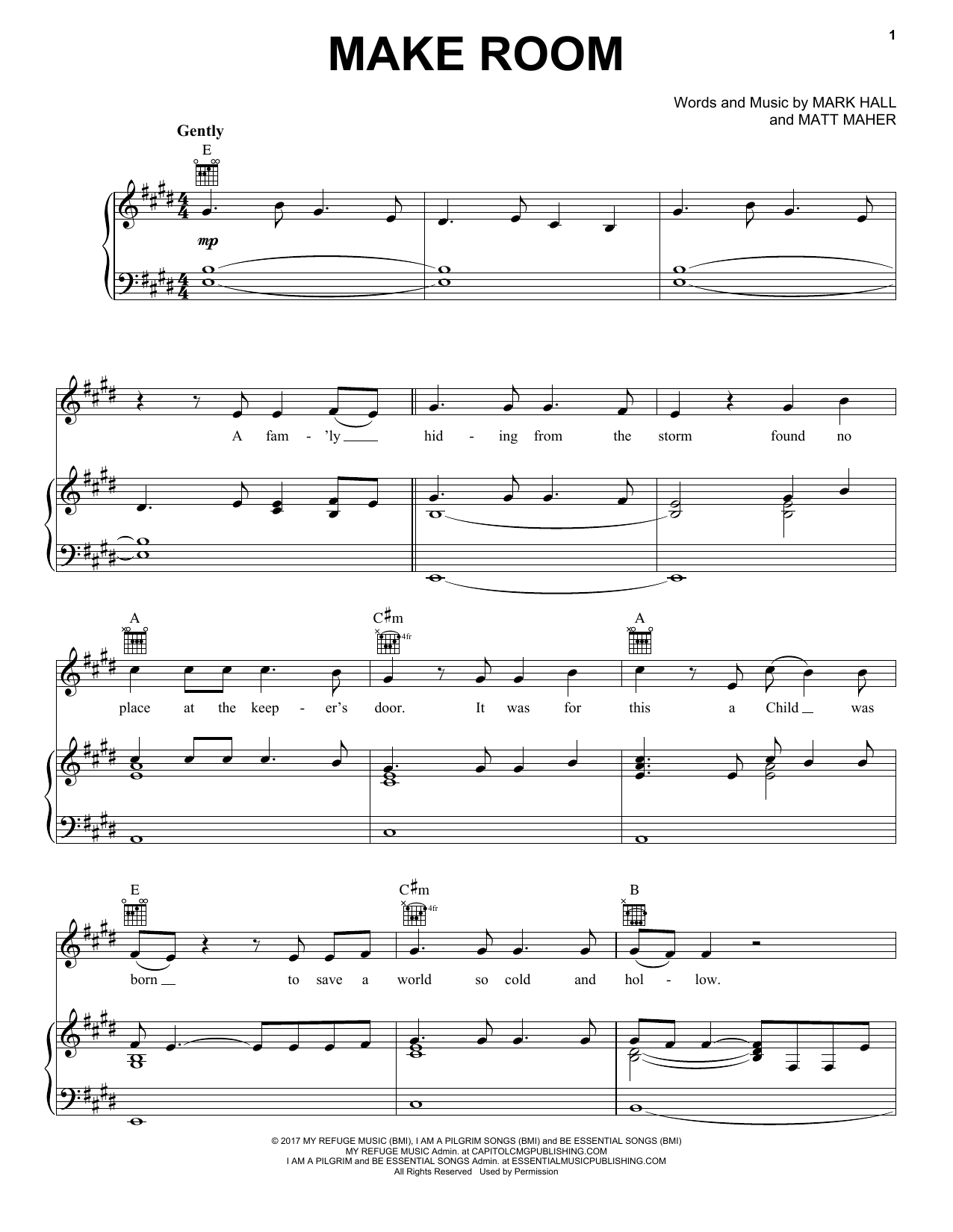 Download Casting Crowns Make Room Sheet Music and learn how to play Piano, Vocal & Guitar (Right-Hand Melody) PDF digital score in minutes