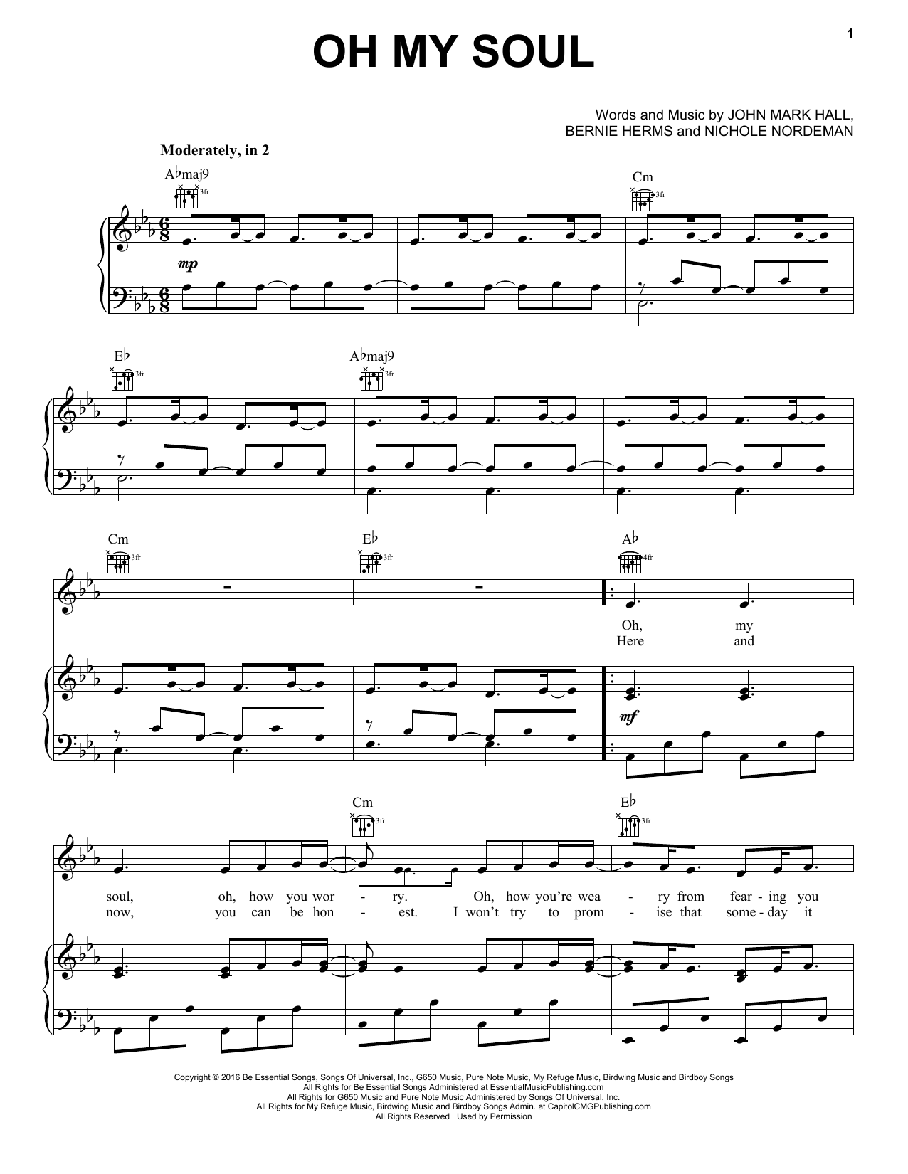 Download Casting Crowns Oh My Soul Sheet Music and learn how to play Piano, Vocal & Guitar (Right-Hand Melody) PDF digital score in minutes