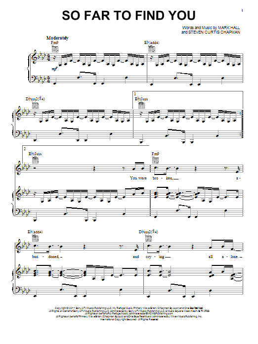 Download Casting Crowns So Far To Find You Sheet Music and learn how to play Piano, Vocal & Guitar (Right-Hand Melody) PDF digital score in minutes