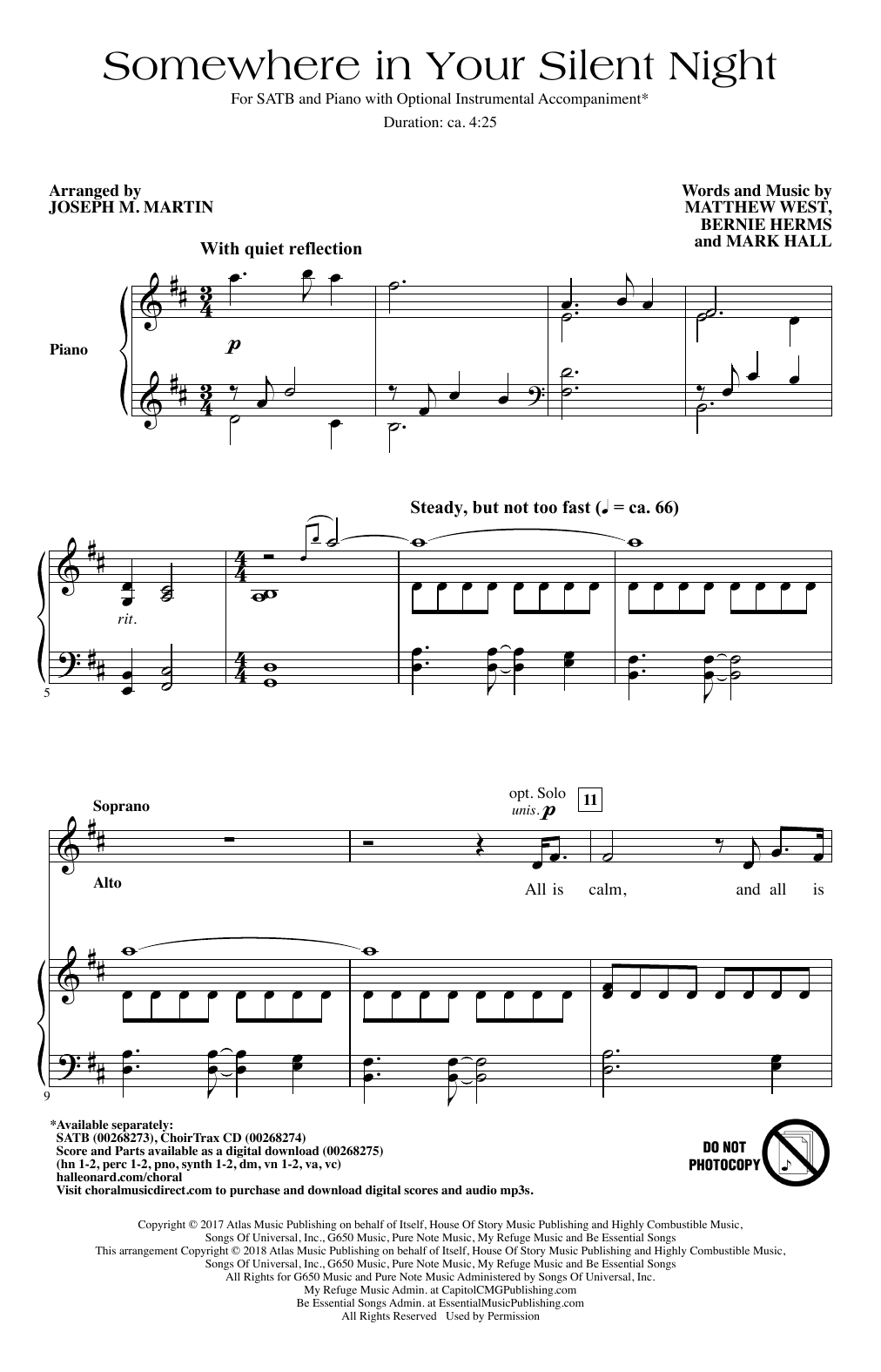 Download Casting Crowns Somewhere In Your Silent Night (arr. Joseph M. Martin) Sheet Music and learn how to play SATB Choir PDF digital score in minutes
