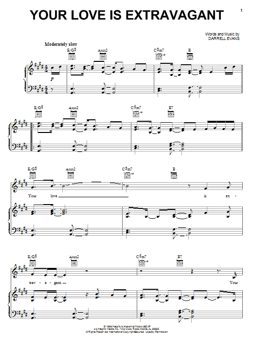 Download Casting Crowns Your Love Is Extravagant Sheet Music and learn how to play Easy Piano PDF digital score in minutes