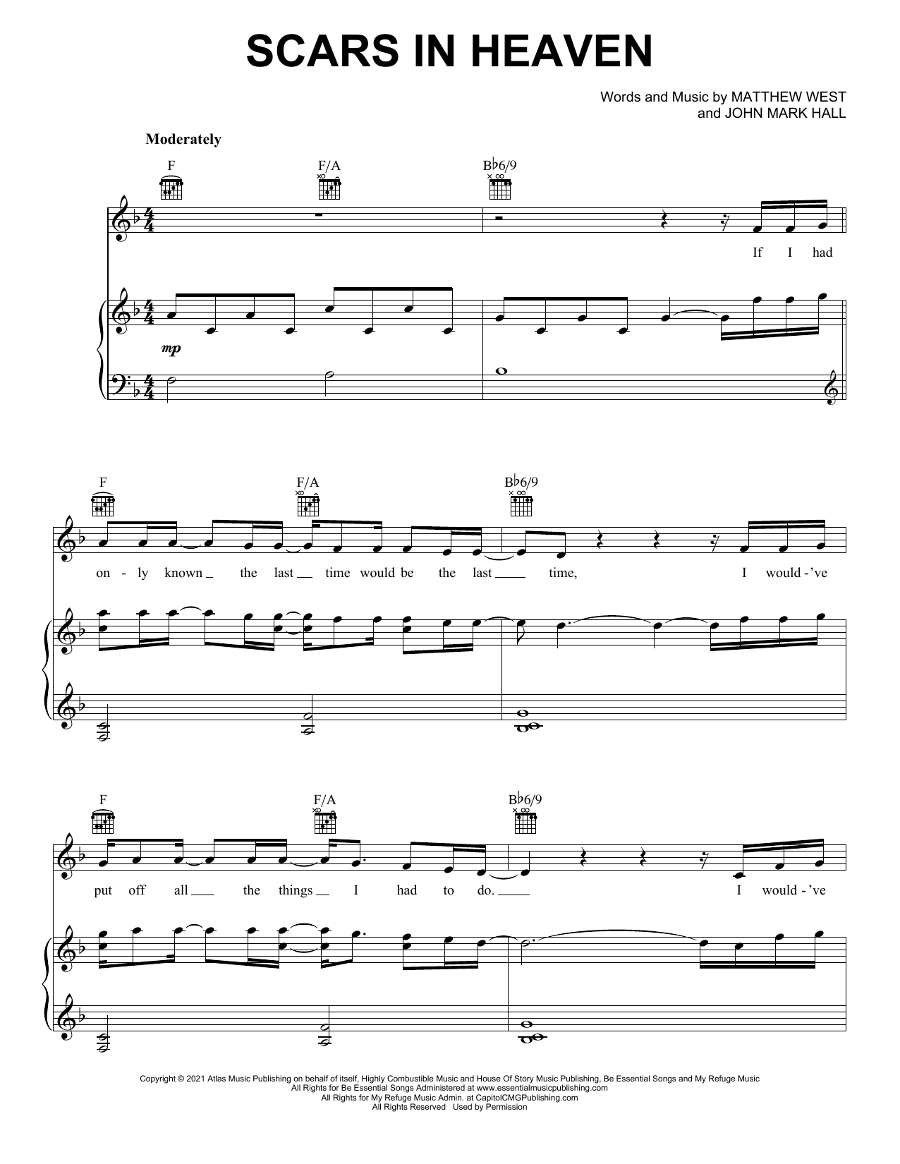 Casting Crowns Scars In Heaven Sheet Music Notes Download Printable 