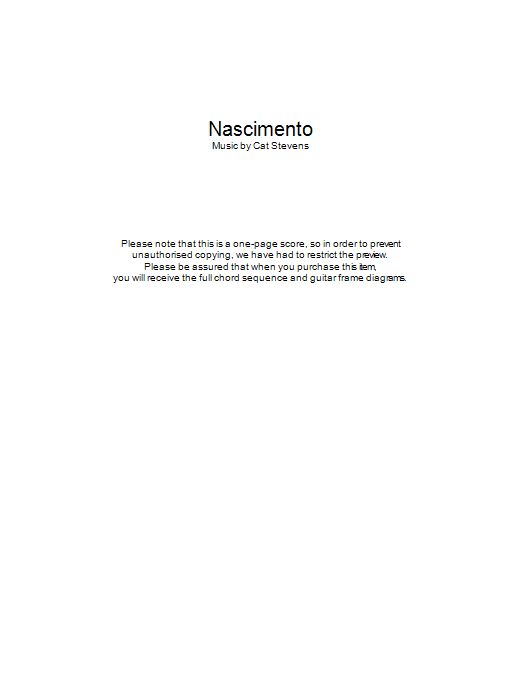 Download Cat Stevens Nascimento Sheet Music and learn how to play Lyrics & Chords PDF digital score in minutes