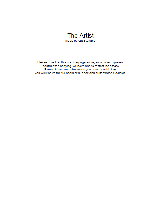 Download Cat Stevens The Artist Sheet Music and learn how to play Lyrics & Chords PDF digital score in minutes
