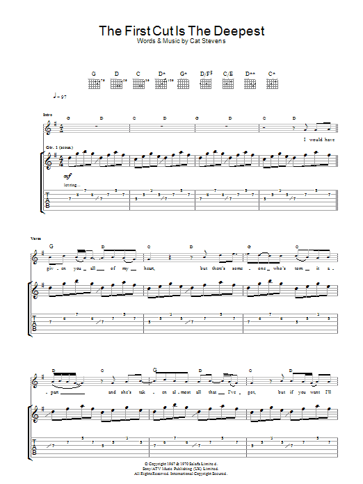 Download Cat Stevens The First Cut Is The Deepest Sheet Music and learn how to play Clarinet PDF digital score in minutes