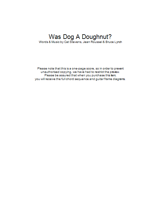 Download Cat Stevens Was Dog A Doughnut? Sheet Music and learn how to play Lyrics & Chords PDF digital score in minutes