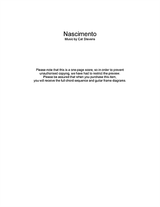 Download Cat Stevens Nascimento Sheet Music and learn how to play Lyrics & Chords PDF digital score in minutes