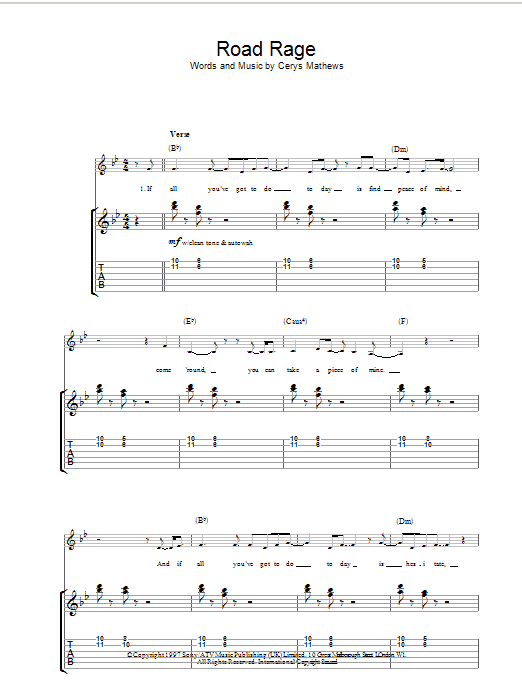 Download Catatonia Road Rage Sheet Music and learn how to play Saxophone PDF digital score in minutes