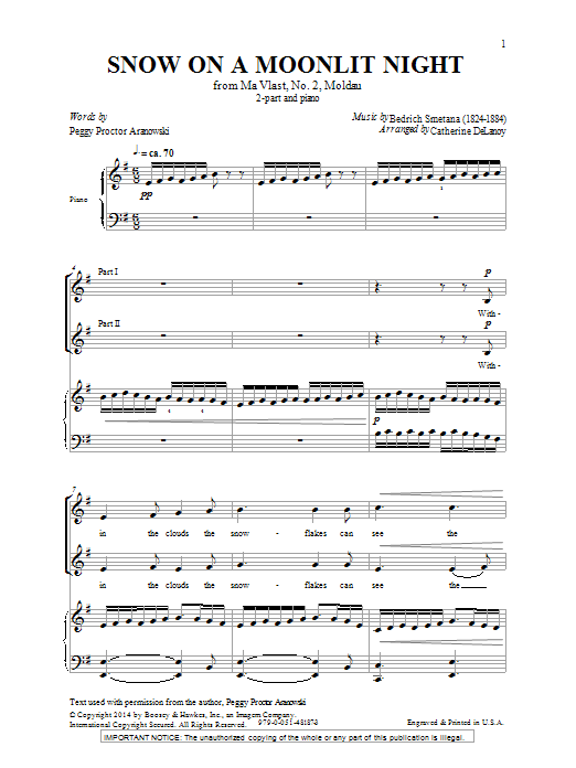 Download Catherine Delanoy Snow On A Moonlit Night Sheet Music and learn how to play 2-Part Choir PDF digital score in minutes