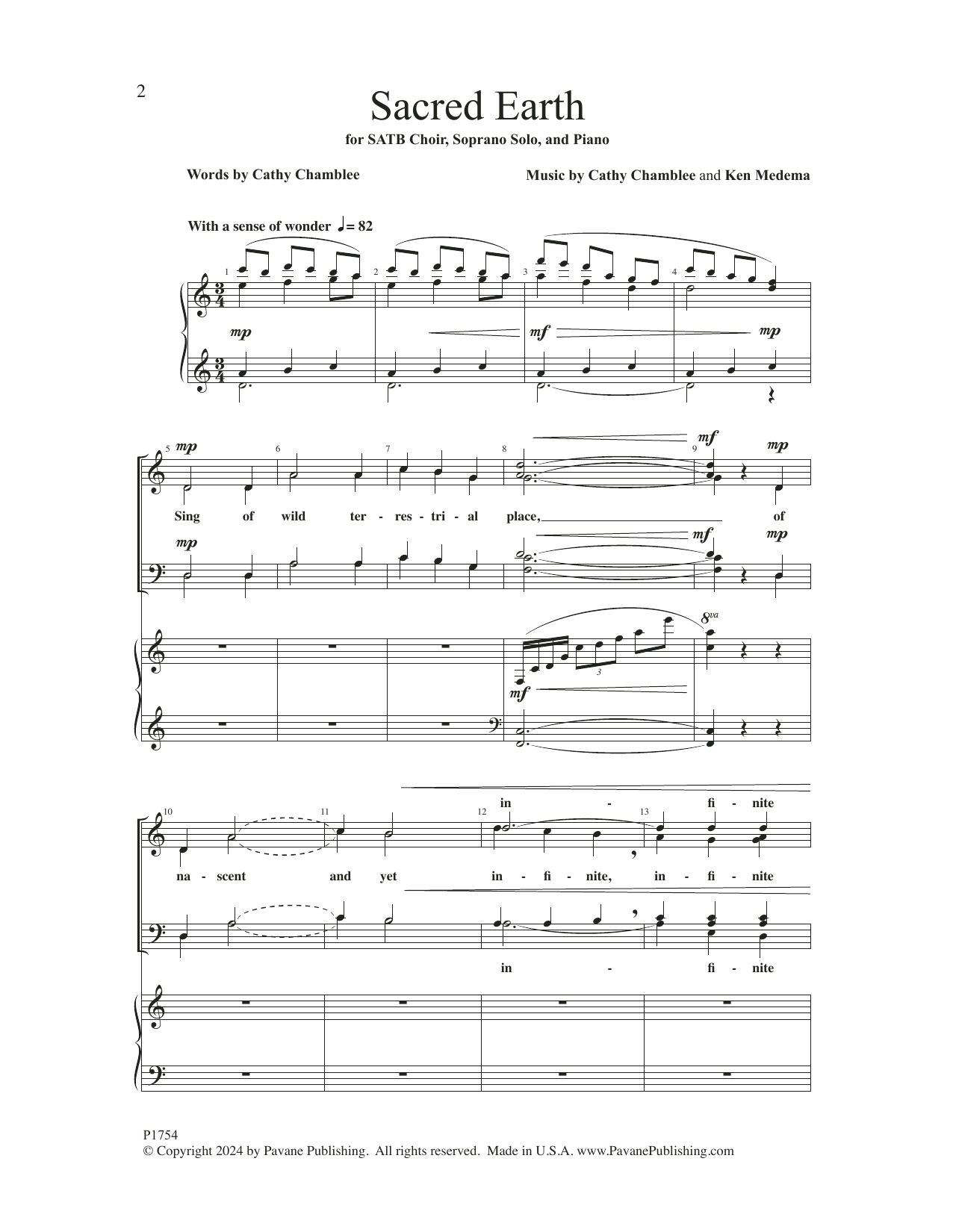 Download Cathy Chamblee Sacred Earth Sheet Music and learn how to play SATB Choir PDF digital score in minutes