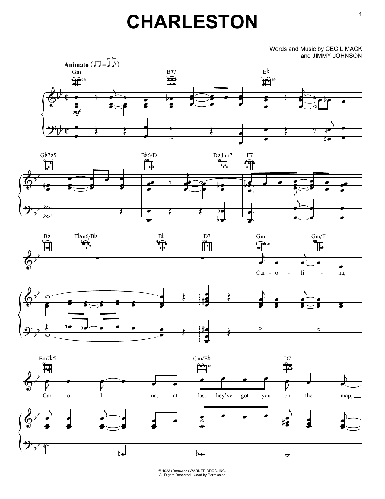 Download Cecil Mack Charleston Sheet Music and learn how to play Easy Piano PDF digital score in minutes