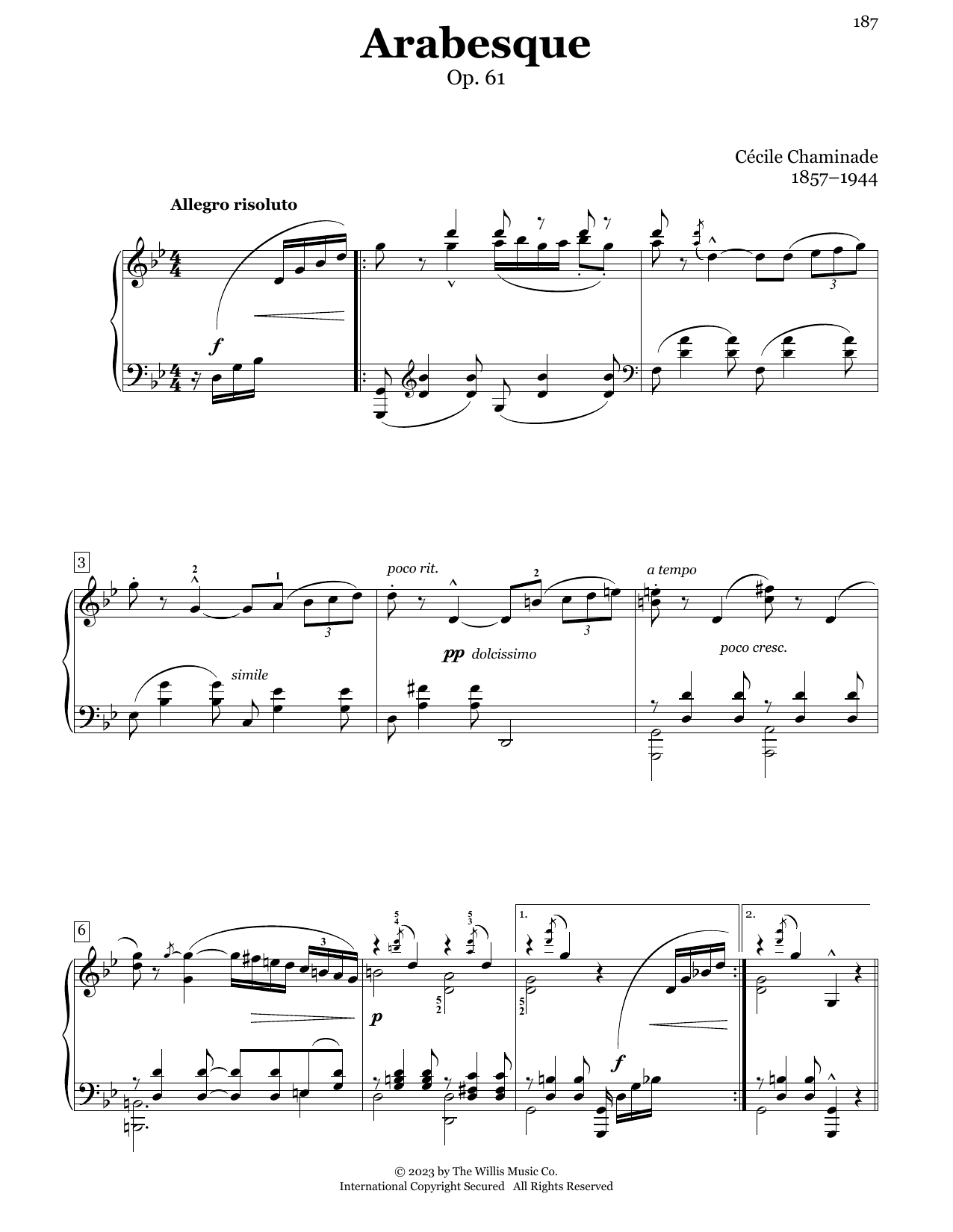 Download Cecile Chaminade Arabesque, Op. 61 Sheet Music and learn how to play Educational Piano PDF digital score in minutes