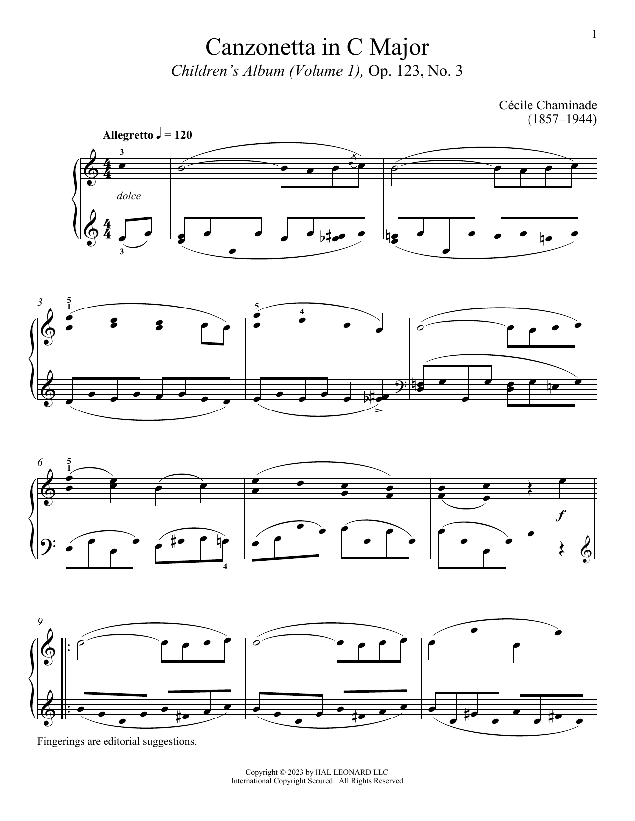 Download Cecile Chaminade Canzonetta Sheet Music and learn how to play Piano Solo PDF digital score in minutes