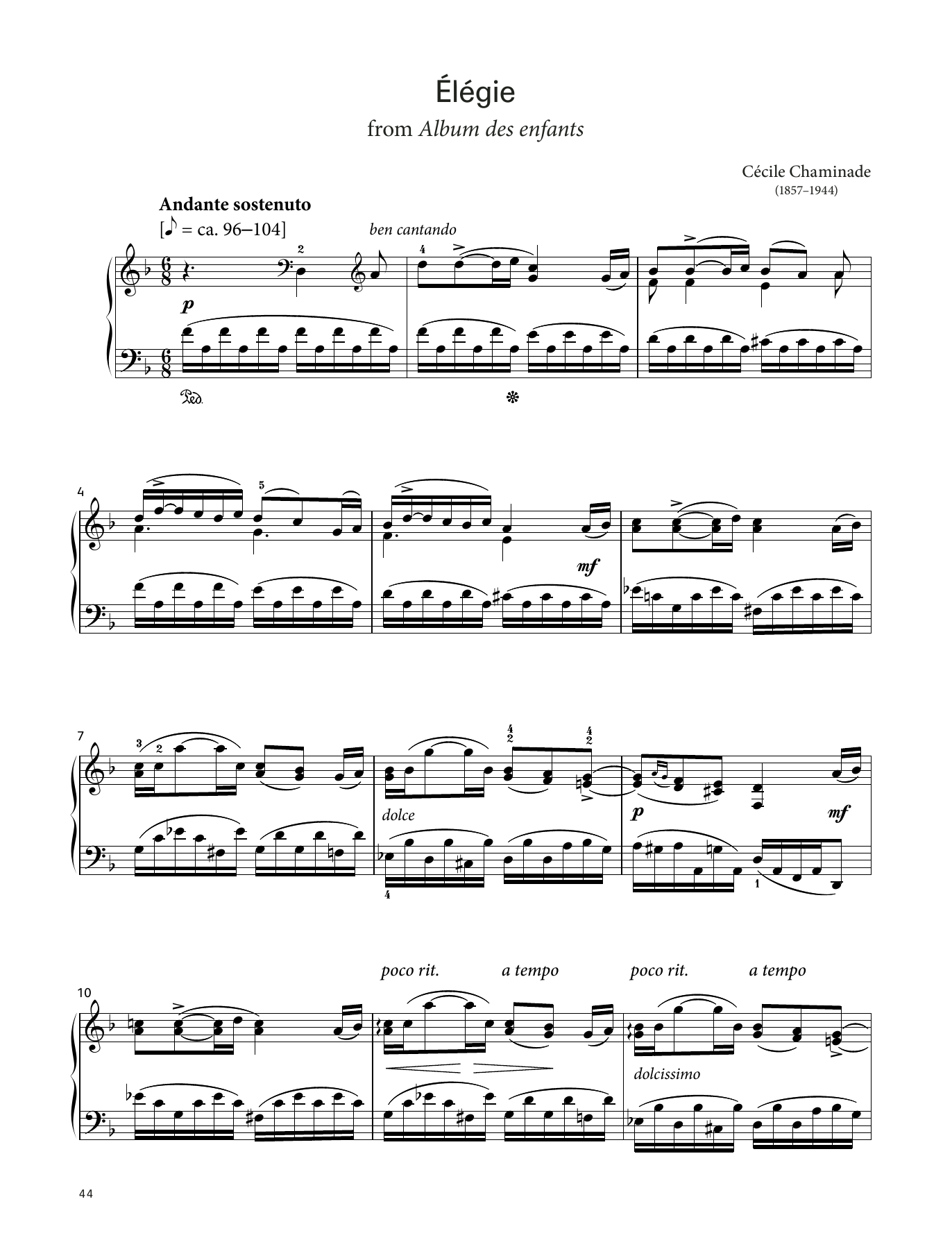 Download Cécile Chaminade Élégie, Op. 126 No. 7 (LCME Piano 2018 Grade 6 List B) Sheet Music and learn how to play Piano Solo PDF digital score in minutes