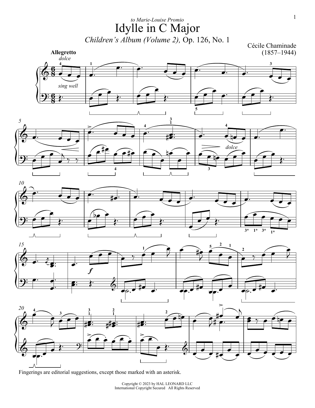 Download Cecile Chaminade Idylle Sheet Music and learn how to play Piano Solo PDF digital score in minutes