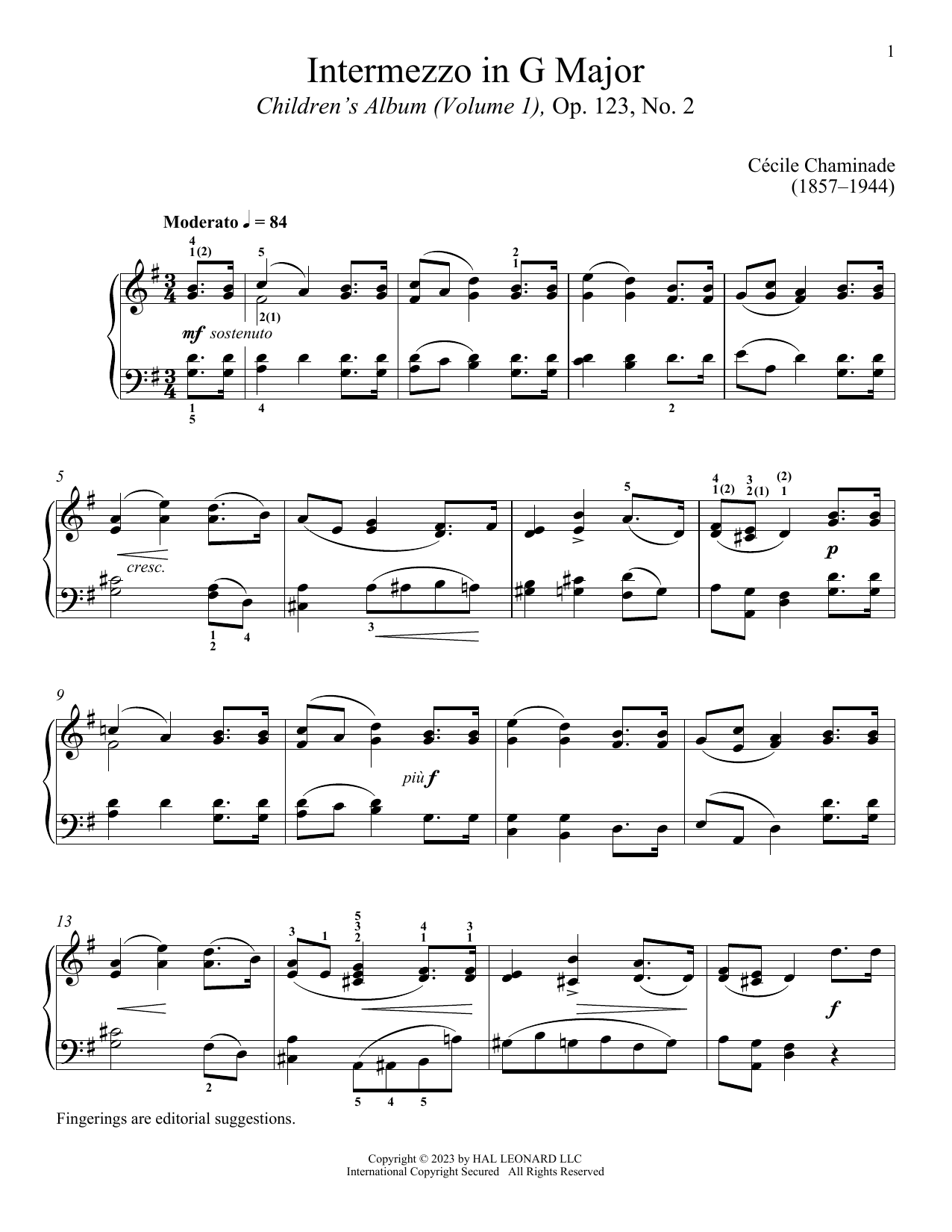 Download Cecile Chaminade Intermezzo Sheet Music and learn how to play Piano Solo PDF digital score in minutes