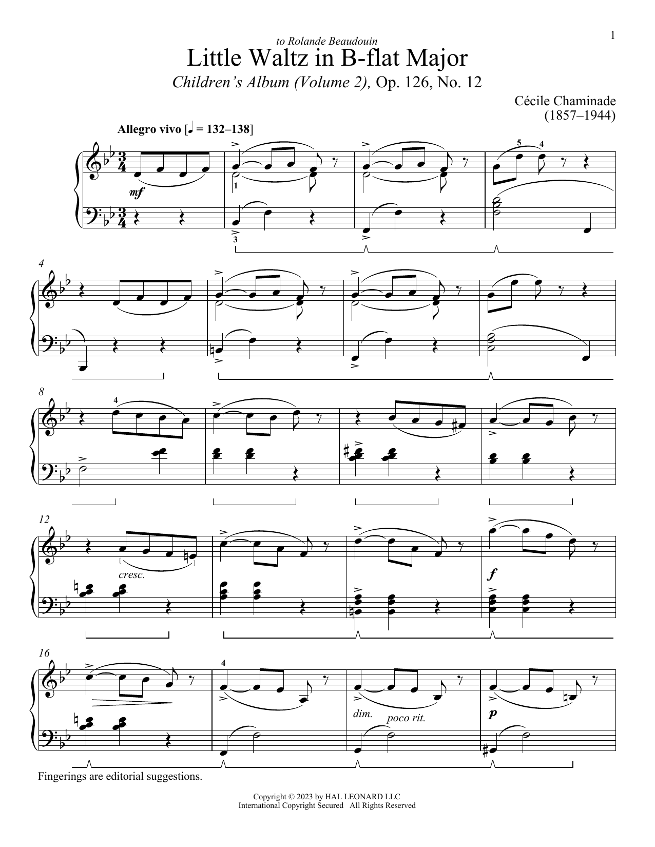 Download Cecile Chaminade Little Waltz Sheet Music and learn how to play Piano Solo PDF digital score in minutes