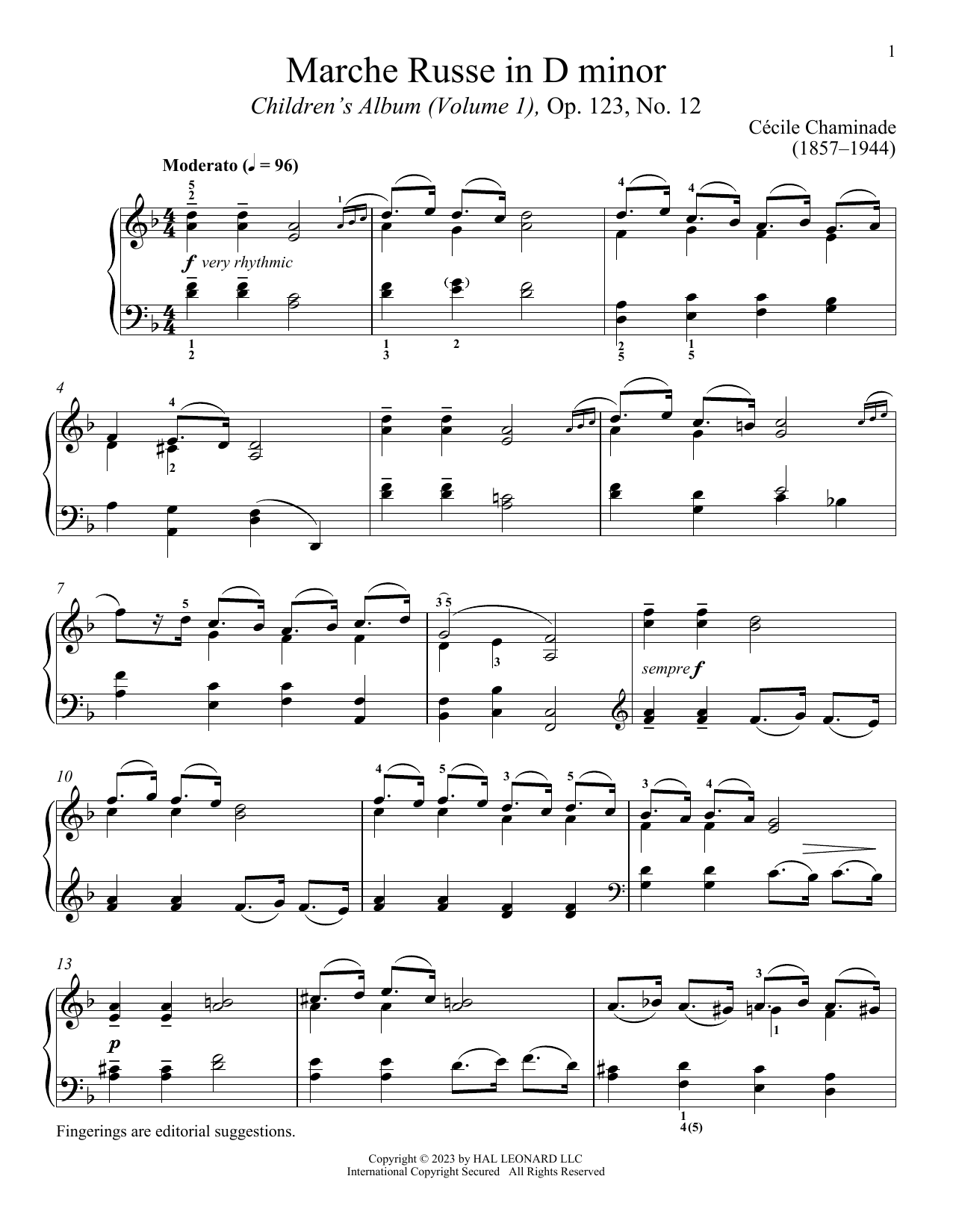Download Cecile Chaminade Marche Russe Sheet Music and learn how to play Piano Solo PDF digital score in minutes