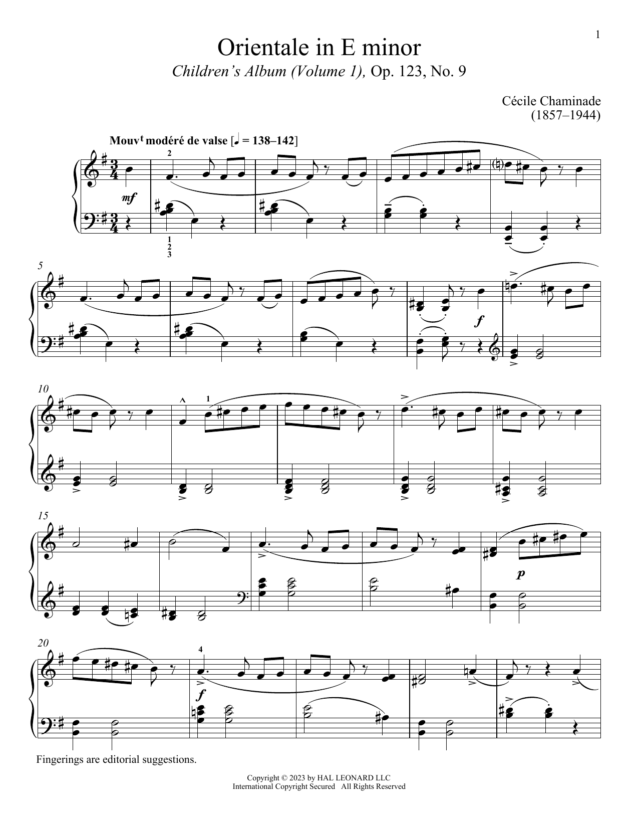 Download Cecile Chaminade Orientale Sheet Music and learn how to play Piano Solo PDF digital score in minutes