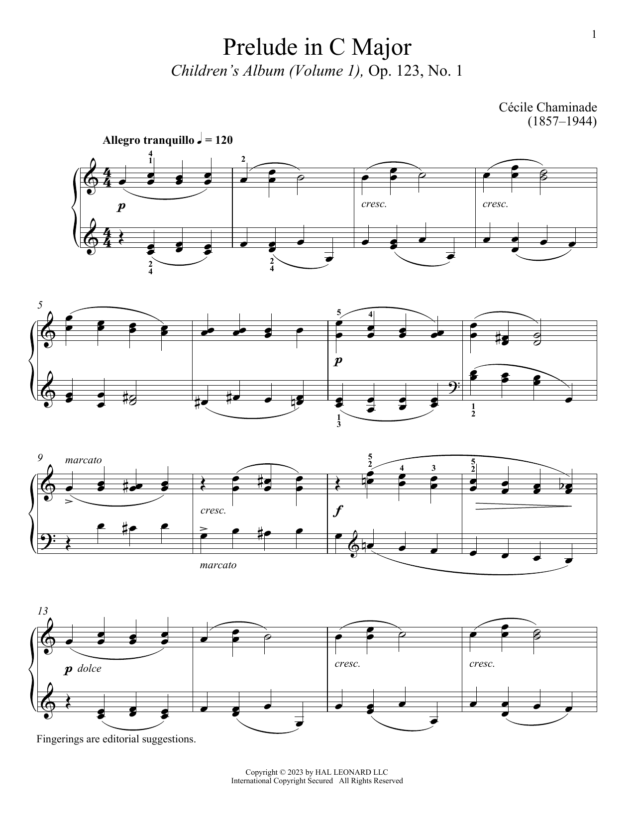 Download Cecile Chaminade Prelude Sheet Music and learn how to play Piano Solo PDF digital score in minutes