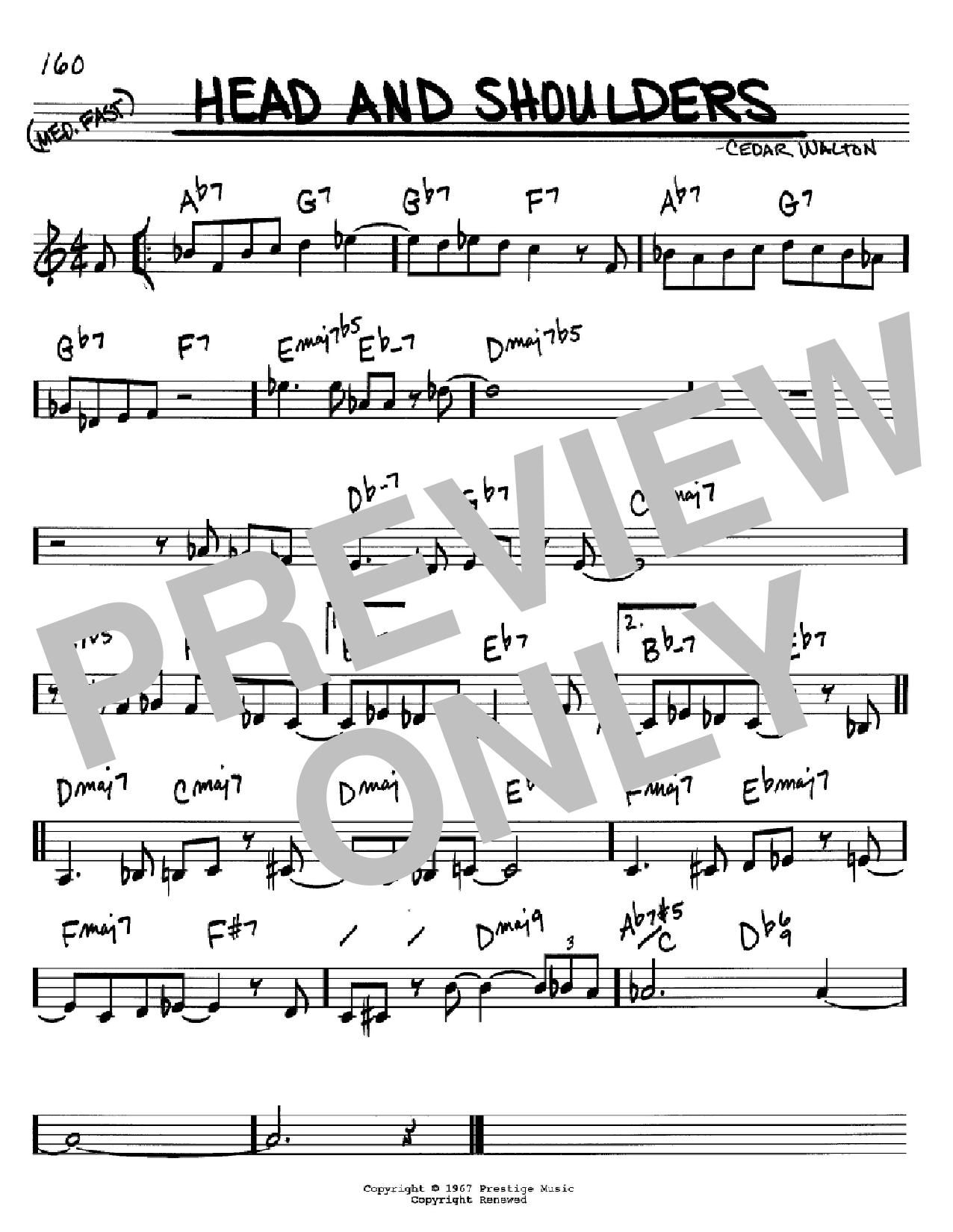 Download Cedar Walton Head And Shoulders Sheet Music and learn how to play Real Book - Melody & Chords - C Instruments PDF digital score in minutes