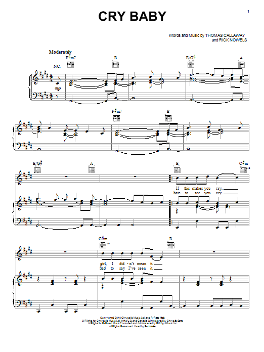 Download Cee Lo Green Cry Baby Sheet Music and learn how to play Piano, Vocal & Guitar (Right-Hand Melody) PDF digital score in minutes