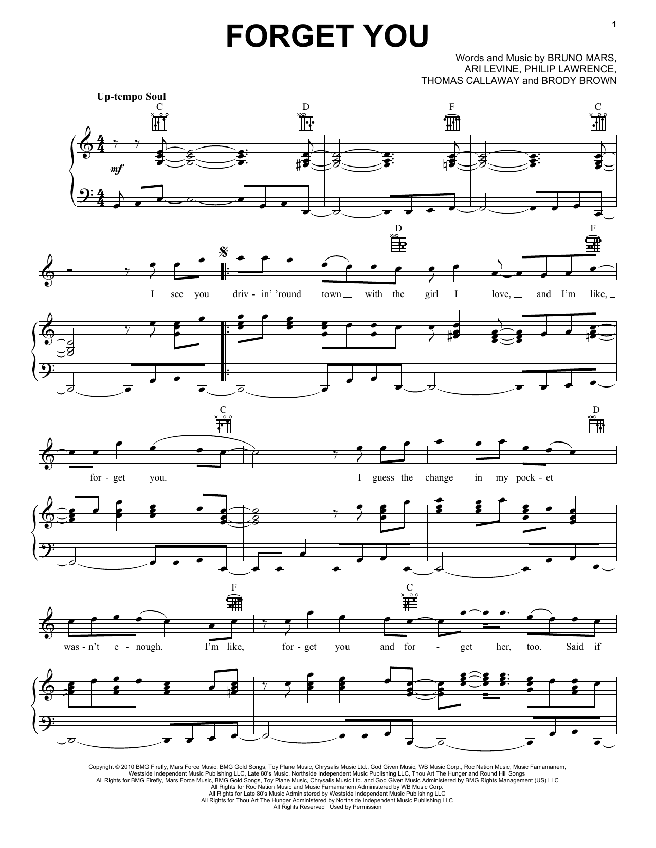 Download Cee Lo Green F**k You (Forget You) Sheet Music and learn how to play Guitar Tab PDF digital score in minutes