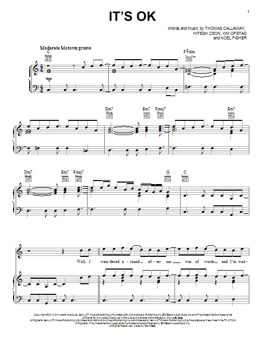 Download Cee Lo Green It's OK Sheet Music and learn how to play 5-Finger Piano PDF digital score in minutes